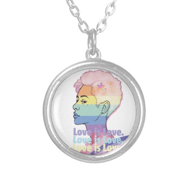 Love is Love Silver Plated Necklace (Front)