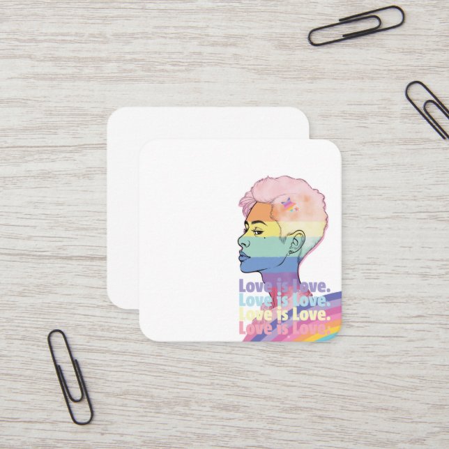 Love is Love Square Business Card (Front/Back In Situ)