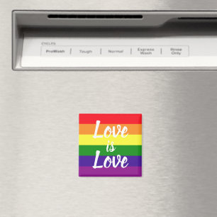 Love is Love Square Rainbow Stripes Magnet