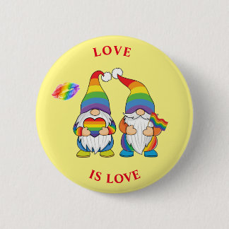 LOVE IS LOVE - Two Rainbow Boy Gnomes Button