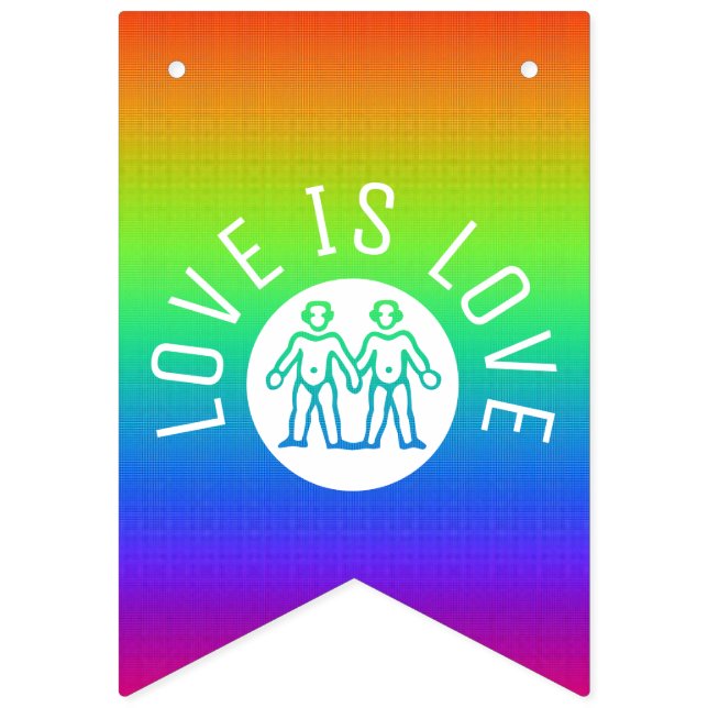 Love is Love Typography Gay Pride LGBT Rainbow Bunting Flags (First Flag)