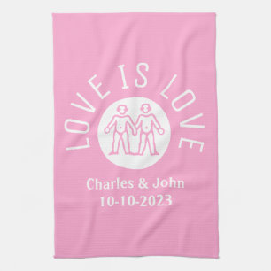 Love is Love Typography Logo Gay Pride LGBT Pink Towel