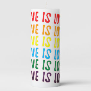 Love is Love Typography Pillar Candle