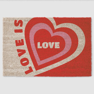 Love Is Love Valentines Coir Fiber Doormat