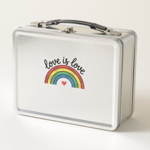 Love Is Love Vintage Rainbow Heart Shirt Design_1 Metal Lunch Box