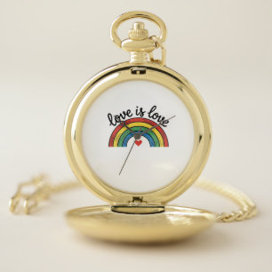 Love Is Love Vintage Rainbow Heart Shirt Design_1 Pocket Watch
