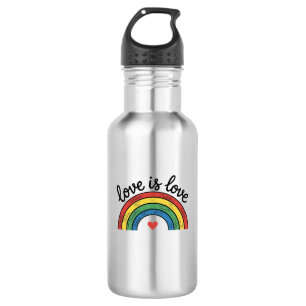 Love Is Love Vintage Rainbow Heart Shirt Design_1 Stainless Steel Water Bottle