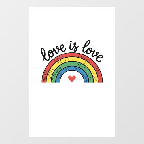 Love Is Love Vintage Rainbow Heart Shirt Design_1 Window Cling