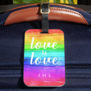Love is Love Watercolor Gay Pride Rainbow Luggage Tag