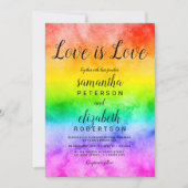 Love is love watercolor photo lesbian wedding invitation (Front)