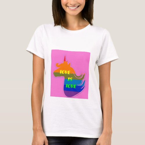 Love is love with unicorn colored design T_Shirt