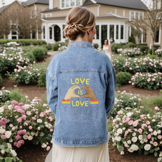 Love is Love Women's Denim Jacket (Wedding Back)