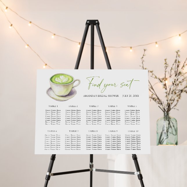 Love is Matcha Wedding seating chart Foam Board (In Situ (Stand))