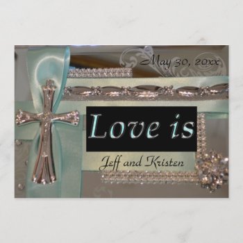 Love Is... Mint And Silver Wedding Invitation by Brightandshiny at Zazzle