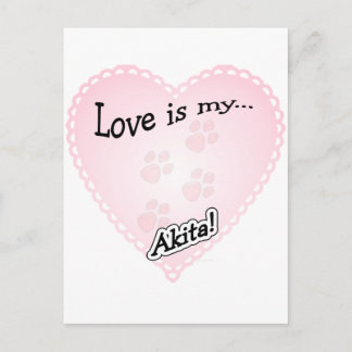 Love is My Akita Postcard