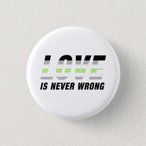 Love is never wrong  Agender Pride  Button