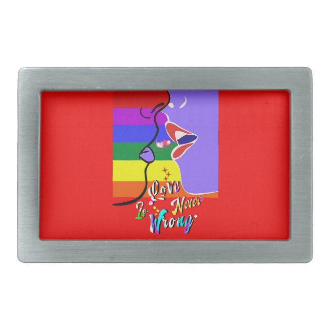 Love Is Never Wrong pride Belt Buckle (Front)