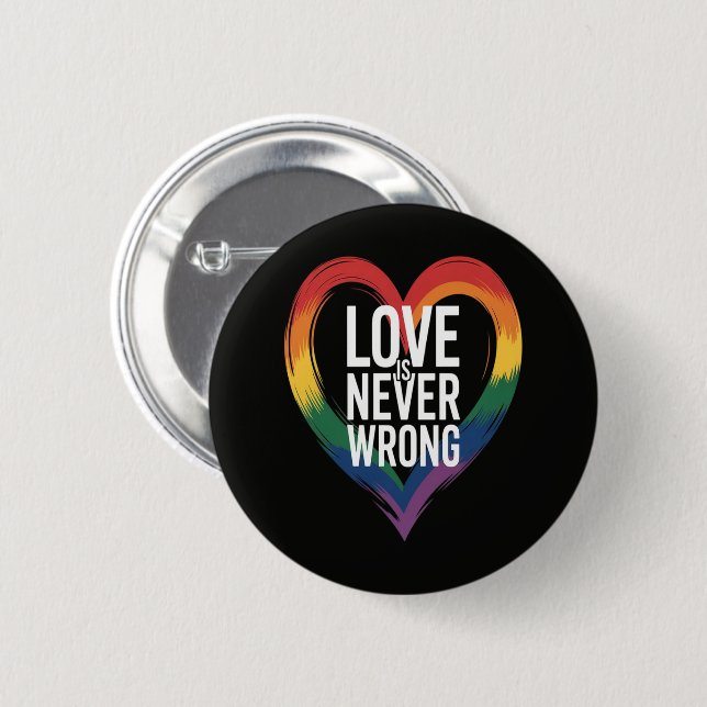 Love is never wrong Pride Month LGBT Button (Front & Back)
