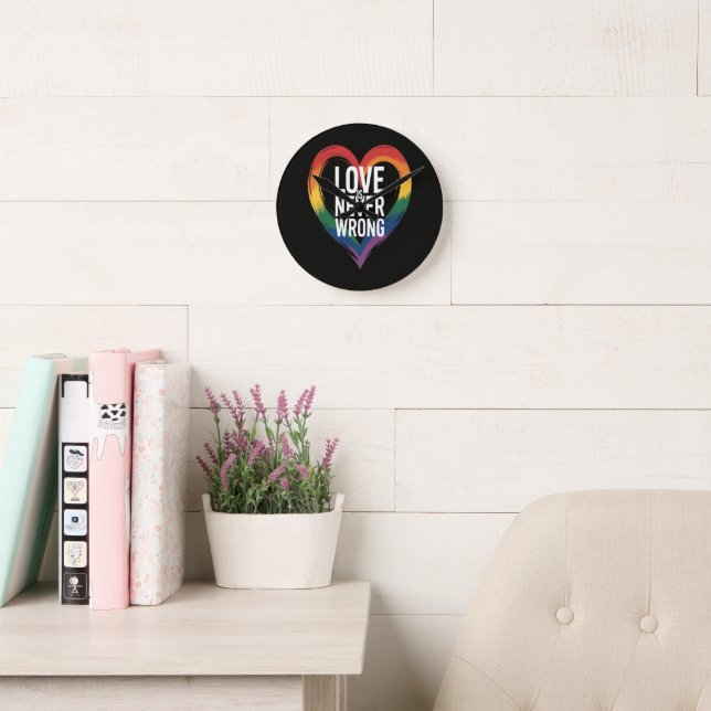 Love is never wrong Pride Month LGBT Round Clock (Reading Room)