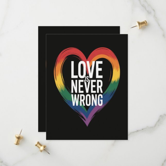 Love is never wrong Pride Month LGBT Save The Date (Front/Back In Situ)