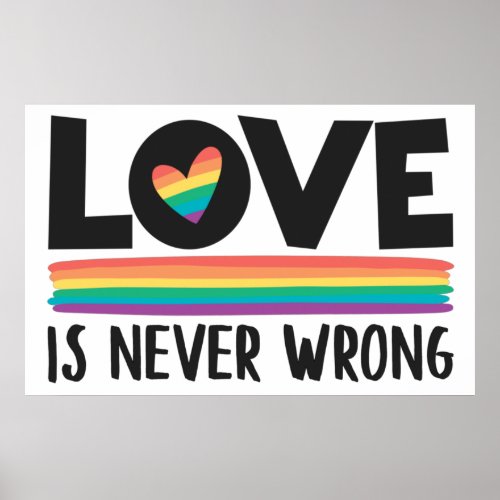 Love is never wrong rainbow LGBTQ pride month Poster