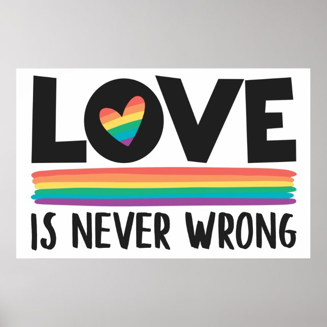 Love is never wrong rainbow LGBTQ pride month Poster (Front)