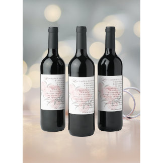 Love Is Patient 1 Corinthians 13:4-7 Peony Wine Label