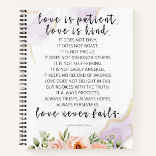 Love is patient, 1 Corinthians 13:4-8 Notebook