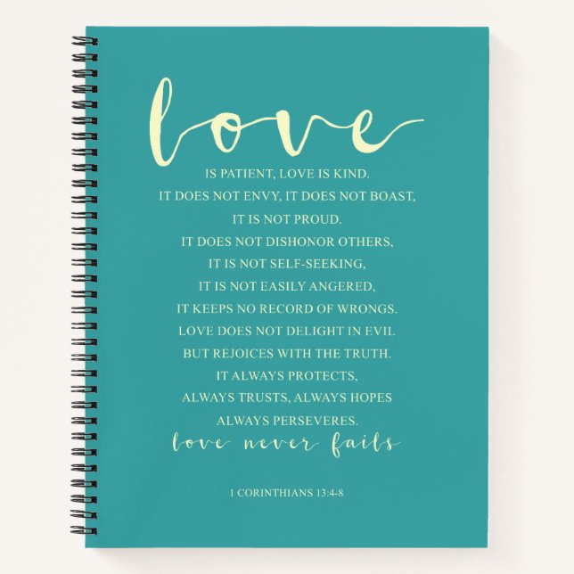 Love is patient, 1 Corinthians 13:4-8 Notebook (Front)