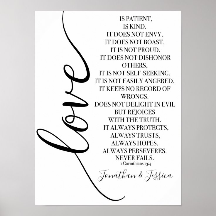 Love is patient 1 Corinthians 13 personalized Poster | Zazzle