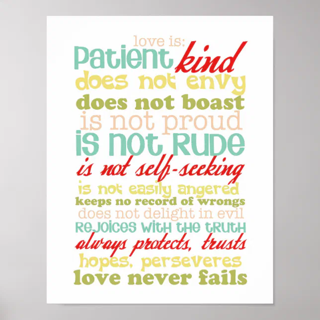 love is patient 1 corinthians 13 poster | Zazzle