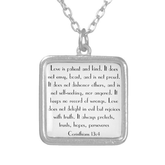 Love is patient and kind bible verse necklace (Front)
