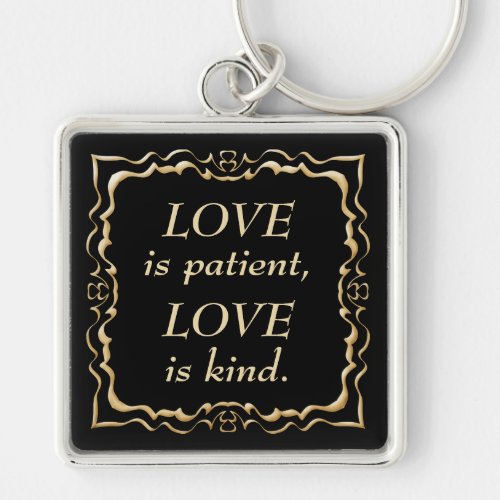 Love is Patient and Kind Gold Christian Keychain