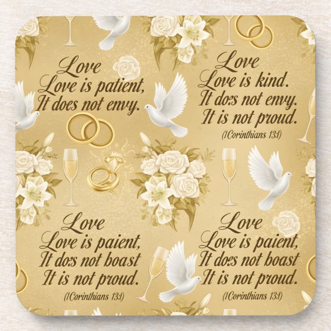 Love is patient beverage coaster (Front)