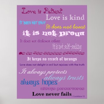 Love Is Patient Bible Verse Poster by Pamelachi at Zazzle