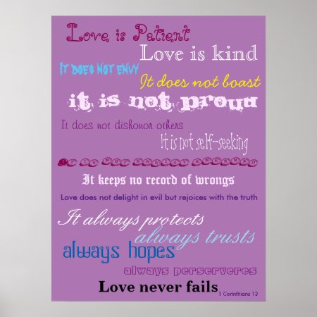 Love Is Patient Bible Verse Poster