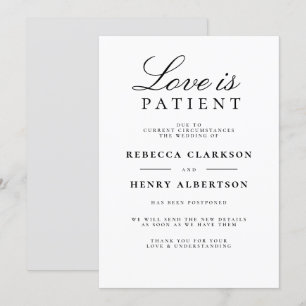Love Is Patient Black & White Wedding Announcement