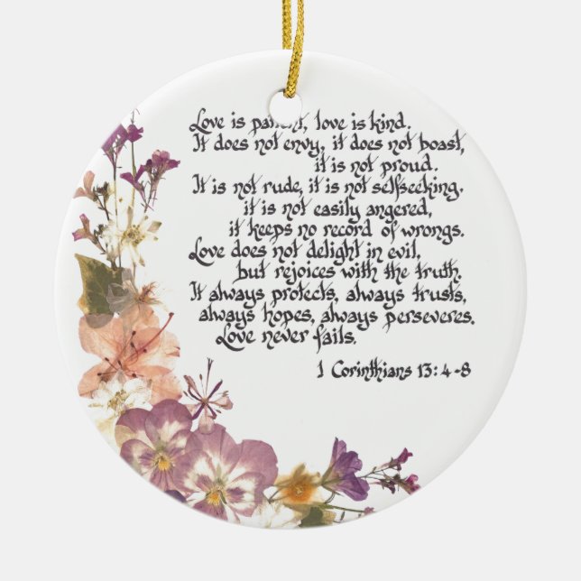 Love is patient ceramic ornament (Front)