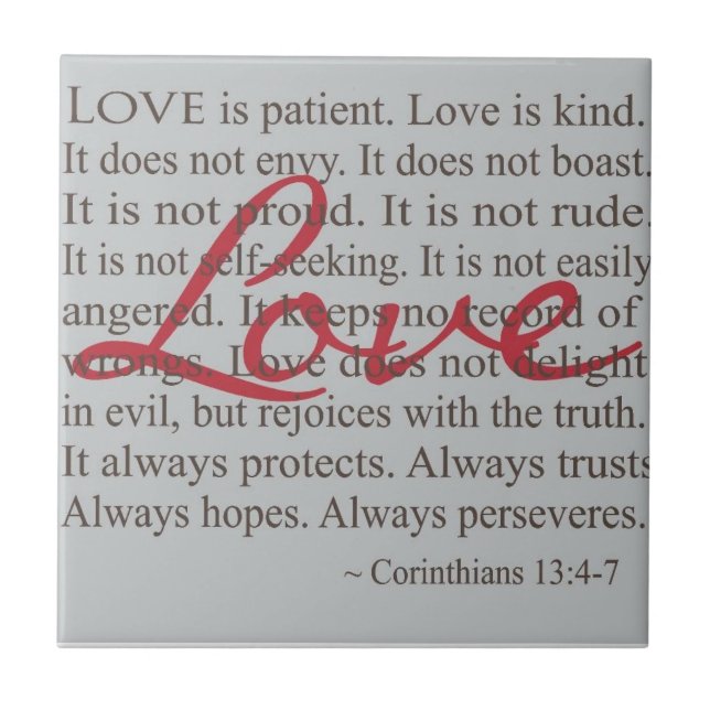 "Love is patient" Ceramic Tile (Front)