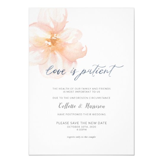 Love is Patient Change the Date Flower Invitation