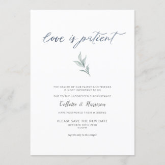 Love is Patient Change the Date Watercolor Vine Invitation