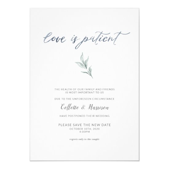 Love is Patient Change the Date Watercolor Vine Invitation