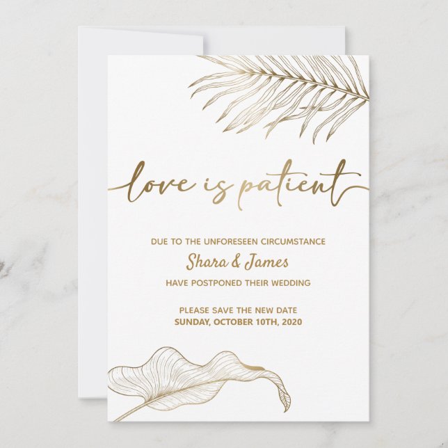 Love is patient - Change the date wedding card (Front)