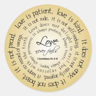 Love is Patient, Circular Text Wedding Sticker