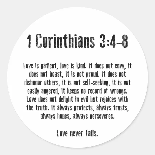 Love is Patient Classic Round Sticker Zazzle