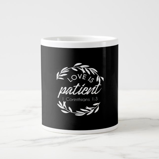 Love Is Patient Corinthians Scripture Minimal Desi Giant Coffee Mug (Front)