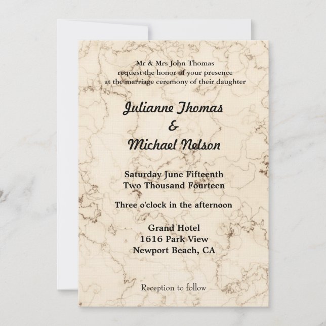 Love is Patient Cream Marble Wedding Invitation (Front)