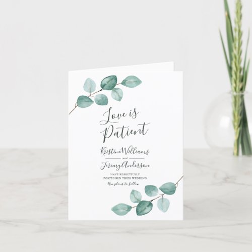 Love is Patient Eucalyptus Black Script Photo Announcement