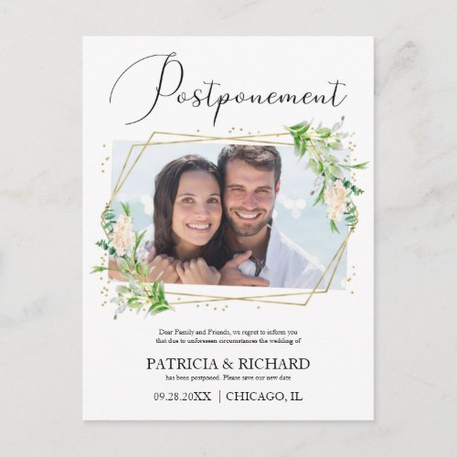Love Is Patient Greenery Wedding New Date Photo Postcard