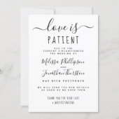 Love Is Patient Hand Lettered Wedding Postponement Invitation | Zazzle